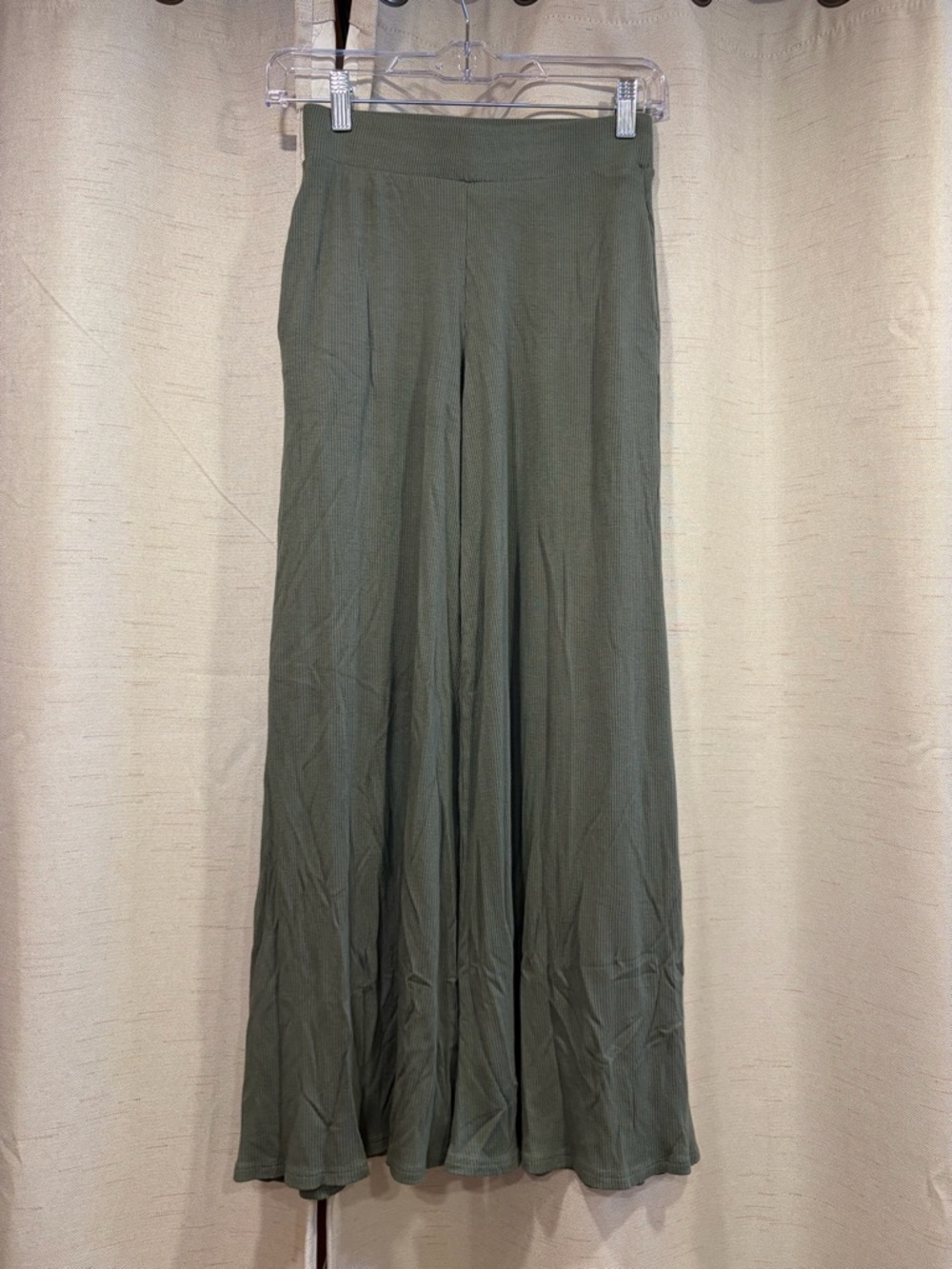 By Together Olive Ribbed Wide Leg Pants